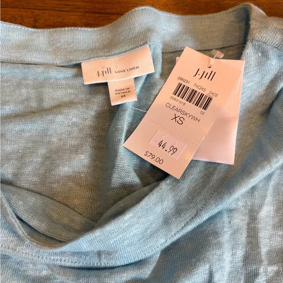 J. Jill Layered Hem Linen Tunic Clear Sky Blue Women’s XS NWT - Picture 4 of 5
